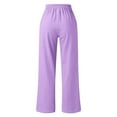 thumbnail image 5 of Baqcunre Trousers Pants for Women Casual Solid Color Loose Pockets Elastic Belt Waist Pants Long Trousers Womens Fashion Women's Pants Womens Pants Womens Clothes Purple XXL, 5 of 6