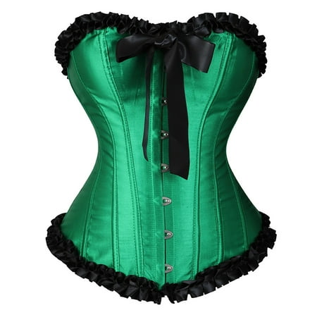 JULMCOMO Corset Tops for Women  Bustier Shapewear Lingerie  Floral Green Lace Trim Waist Push Up Bodysuit Bustier Top Green 2XL