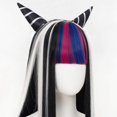 thumbnail image 5 of SL Pelucas para Mioda Ibuki Cosplay Peluca con Cuernos 39'' Negro Mixto Arco Iris Anime Halloween Cosplay Peluca para Mujeres Niñas con Gorra JAMW Sencillez, 5 of 5