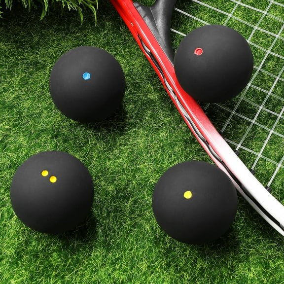 Hytrove 4Pcs Round Black Rubber Squash Balls for Indoor Racket Sports Training