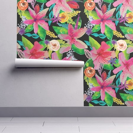 Wallpaper Roll or Sample: Summer Flowers Girls Room Hot Pink (Best Hot Girl Wallpaper)