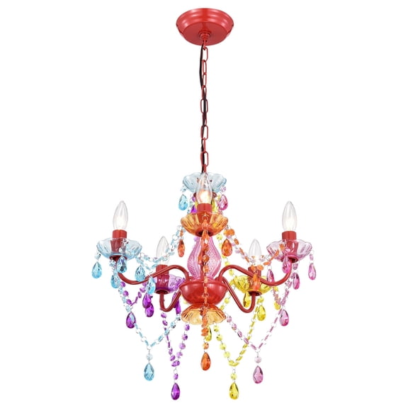 Modern Crystal Chandelier, Elegant 5-Light Small Hanging Light Fixture with Acrylic Crystals for Dining Room, Bedroom, Bathroom, Foyer, Living Room Décor