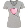 thumbnail image 3 of Inktastic Pink Balloon Heart Women's V-Neck T-Shirt, 3 of 5