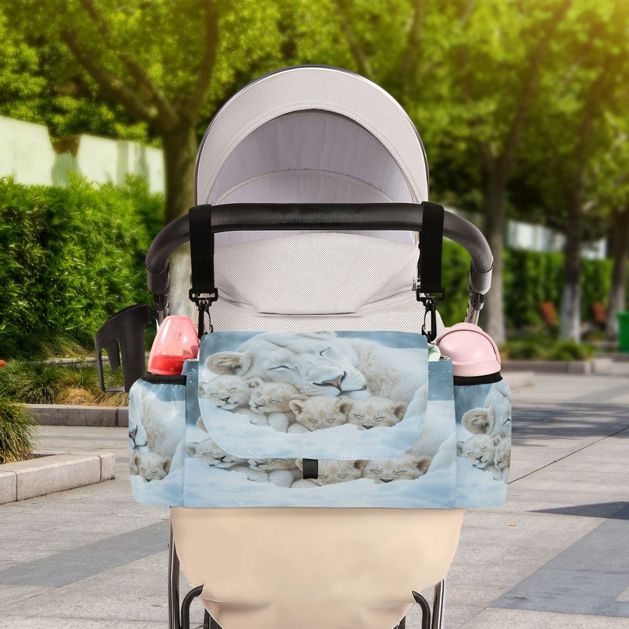 DIXRUYEE Stroller Organizer Cozy Snowy Familycozy Snowy Family Printed