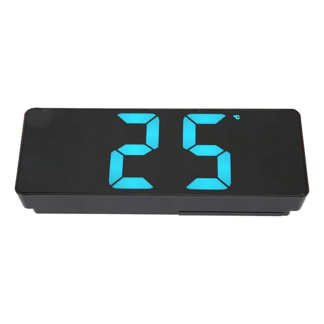 Digital Alarm Clock, Desktop LED Mirror Clock USB Battery Powered Small Sound Activated Large Font Blue Number With Temp Display For Bedroom