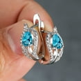 thumbnail image 2 of Water Drop Stone Hoop Earrings For Women Luxury Multicolor Zirconia Leaf Crystal Silver Color Wedding Hoop Earrings, 2 of 5