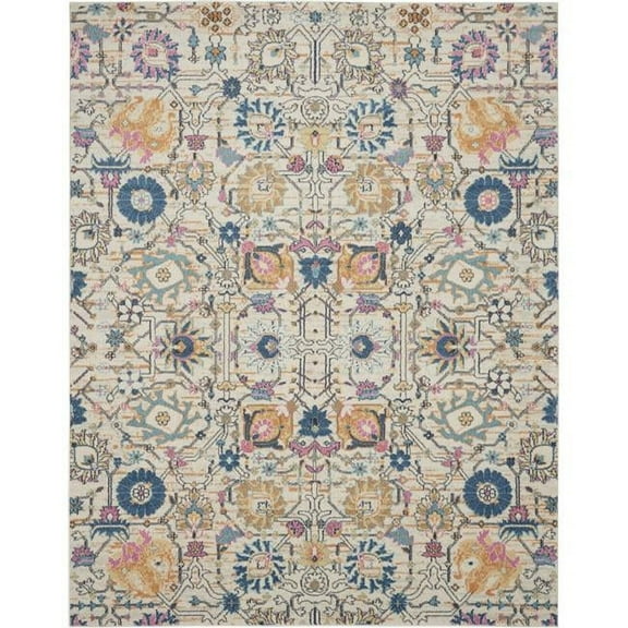 5 x 7 ft. Ivory & Multi Color Floral Buds Area Rug