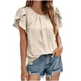thumbnail image 2 of T-Shirts For Women Sevevn Women's Fashion Short Sleeves Round Neck Solid Color Loose Tops Blouse Knitted Sweater, 2 of 9