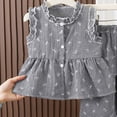 thumbnail image 4 of Little Girls Summer Outfits Toddler Baby Girl Clothes Flying Sleeve Plaid Button Up Tops Pants Sets Infant Cute Baby Girl Summer Outfits, 4 of 4