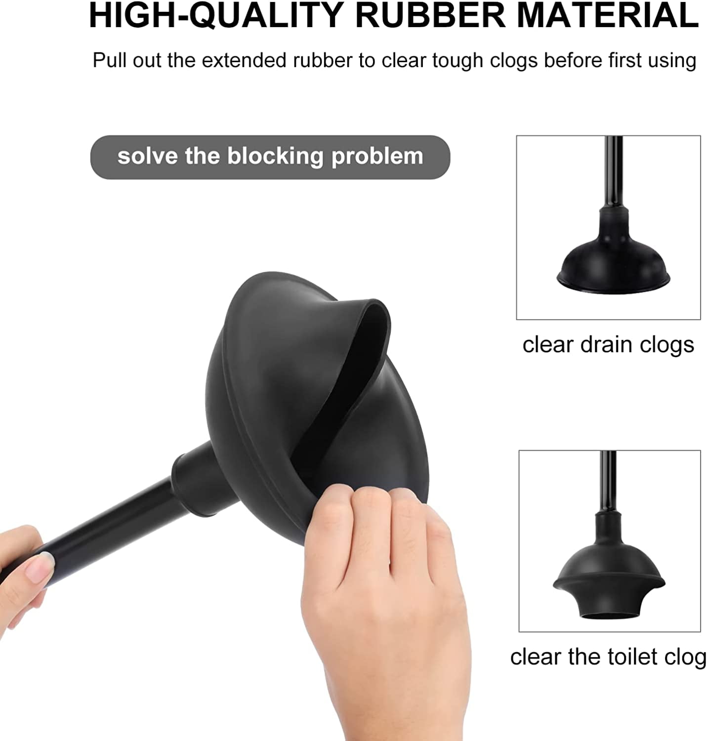 RGHJAR-Toilet Brush and Plunger Set, Semi-Hidden Toilet Plungers Heavy Duty Toilet Bowl Brush and Holder for Bathroom Toilet Plunger and Brush Set for Deeply Cleaning - Black