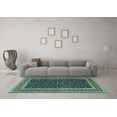 thumbnail image 3 of Ahgly Company Machine Washable Indoor Rectangle Persian Turquoise Blue Traditional Area Rugs, 2' x 4', 3 of 4