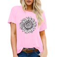 thumbnail image 1 of Cathalem Oversized T Shirts for Women Short Sleeve Rib Knit Tee Top,Pink L, 1 of 5