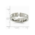 thumbnail image 7 of Grey Titanium Ring Band Wedding Grooved Diamond Round, 7 of 7