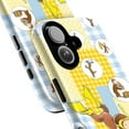 thumbnail image 2 of Curious Monkey Yellow Blue Patchwork Phone Case for iPhone 11 12 13 14 15 16 Pro Max, Cute Cartoon Diving & Pancake Design, Colorful Protective Cover, 2 of 6