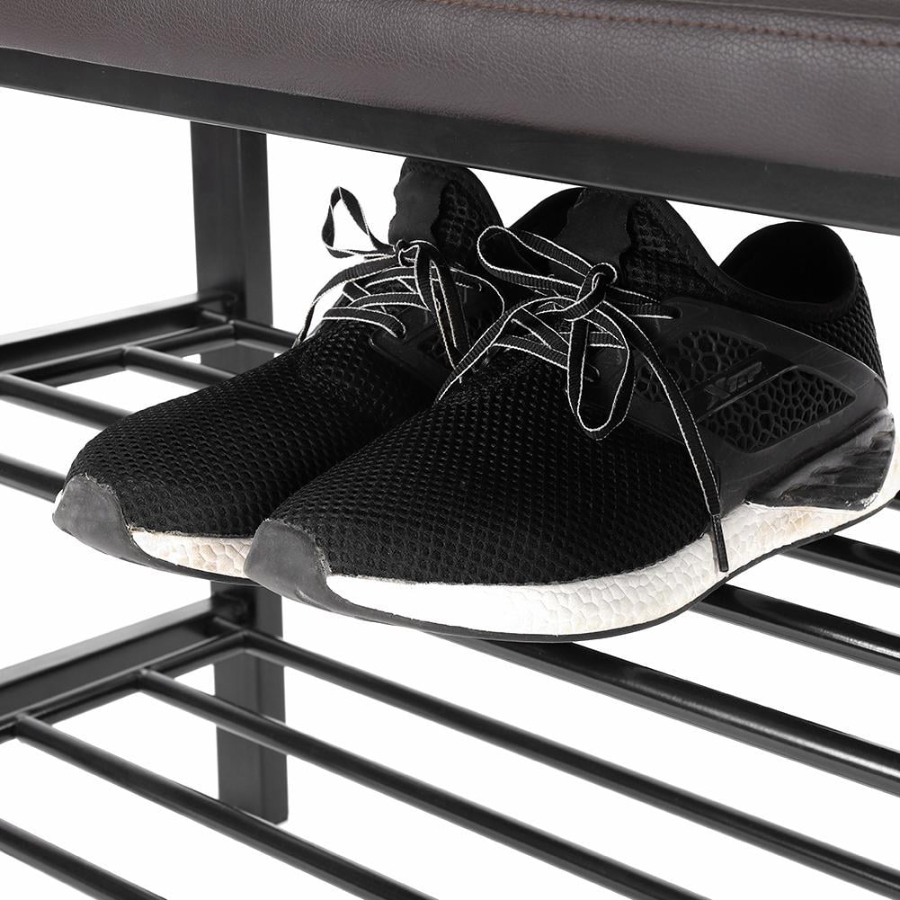 Greensen Entryway Shoe Seat,Double Layer Black Iron PU ...