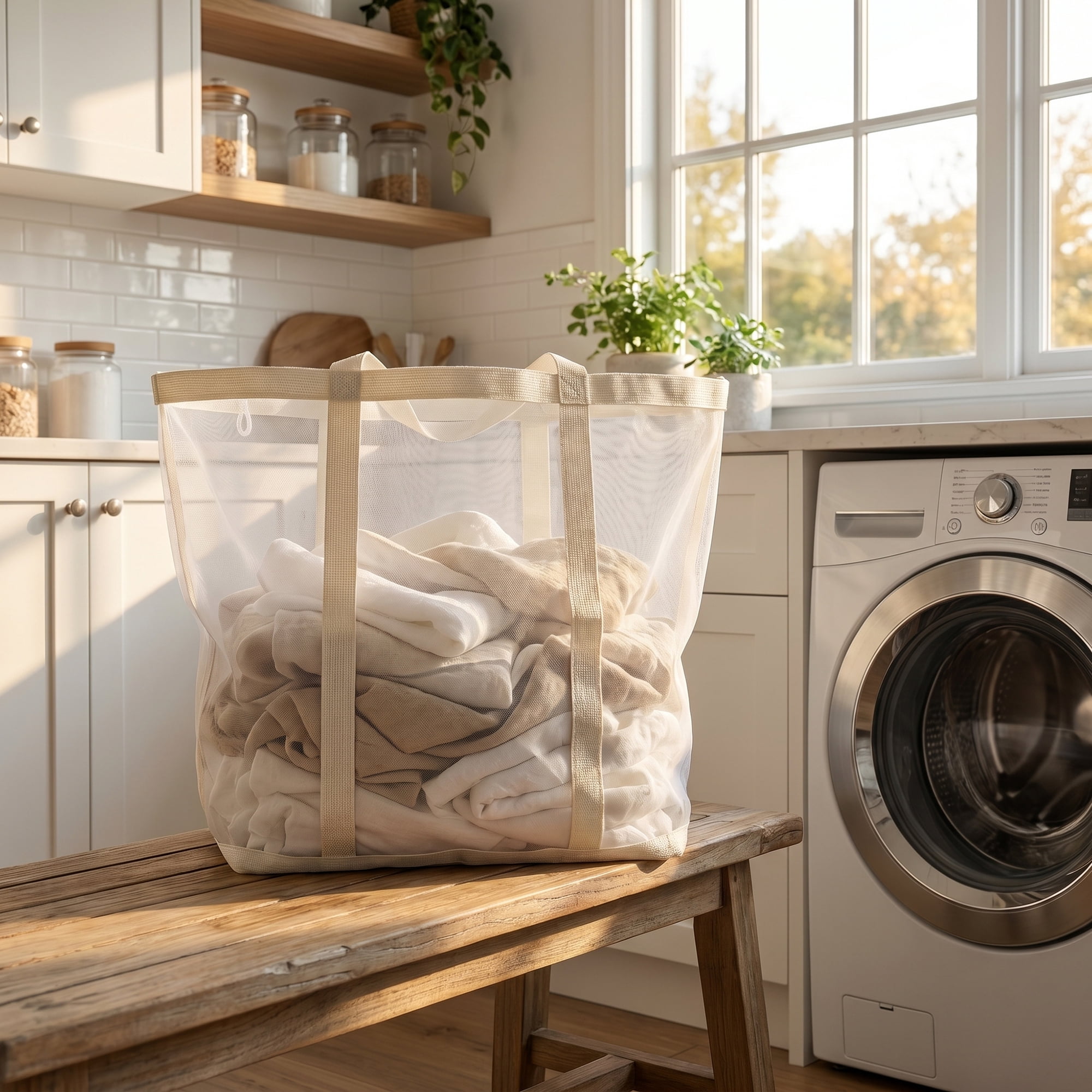 Unique Bargains Collapsible Polyester Laundry Hamper for Home and Travel Use 15.7"x10.2" Beige