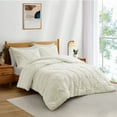 thumbnail image 4 of Peace Nest 3-Piece All Season Pinch Pleated Comforter Set, Cream, Full/Queen, 4 of 5