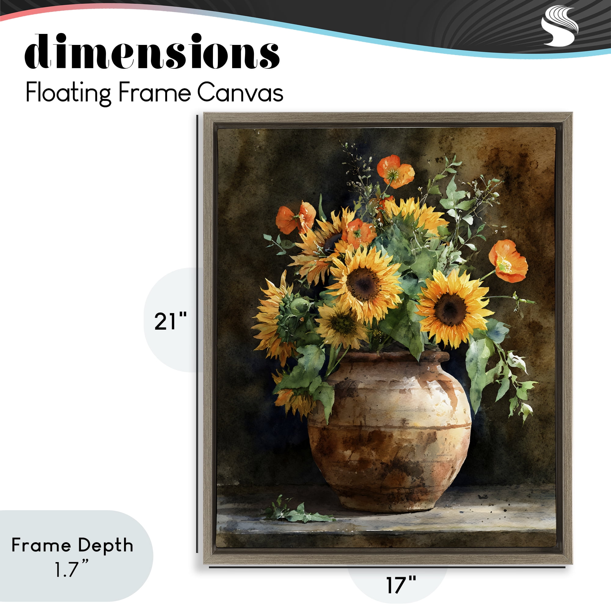 Stupell Industries Rustic Sunflower Display Brown Framed Floater Canvas Wall Art, design by Franklyn Gregory