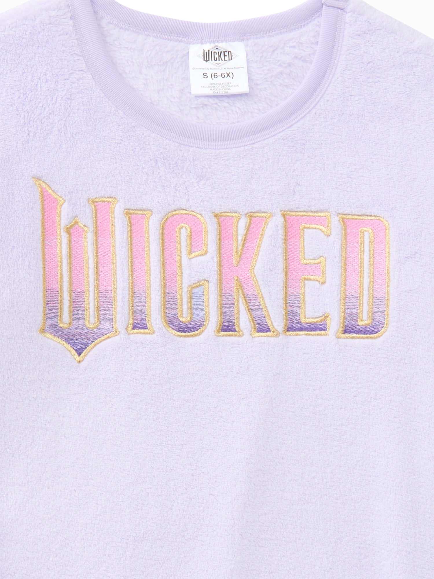 Wicked Girls Graphic Plush Sweatshirt with Embroidery, Sizes 4-16