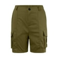 thumbnail image 4 of Bermuda Shorts for Women Casual Solid Color Cargo Elastic Waistband Comfort Summer Flowy Shorts with Pockets S-2XL, 4 of 8