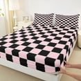 thumbnail image 3 of jejeloiu Pink Black Buffalo Bed Sheets,Modern Abstract Geometric King Sheets,Classic Checkered Sheet Set For Boys Kids,Luxury Bedroom Decor,4-Piece, 3 of 7