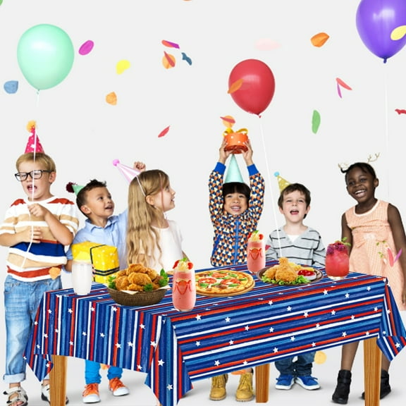 52 x 70 Inch Red White and Blue Table Cover July 4th Tablecloth Plastic Stars and Stripes Table Runner Patriotic Table Cover Party Supplies Decoration for Independence Day Halloween Decor