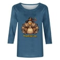 thumbnail image 4 of Hueook Womens Long Sleeve T Shirts Short Sleeve Shirts for Women Women's Thanksgiving Printed Round Neck 3/4 Sleeve T-shirt Loose Top Long Sleeve Round Neck Top/Shirt Blue S, 4 of 4