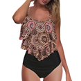 thumbnail image 2 of Pisexur Swimsuits for Women Two Piece Bathing Suits Ruffled Flounce Top with High Waisted Bottom Bikini Set, 2 of 5