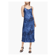 $109.50 Calvin Klein Printed Sleeveless Long Slip Dress, Blue Tie Dye, Size 6