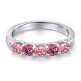 thumbnail image 3 of Gem Stone King 925 Sterling Silver Pink Lab Grown Diamond and Pink Tourmaline Wedding-Bands Ring for Women | 0.84 Cttw | Round 3.5MM | Gemstone April Birthstone | Size 5, 3 of 6