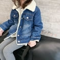 thumbnail image 3 of SonxaHe Infant Girl Denim Jacket Fleece Lined Long Sleeve Button Outerwear Cozy Warm Thickened Winter Coats Blue,Sized 18-24 M, 3 of 3