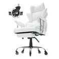 thumbnail image 1 of KFFKFF Chaise de Bureau avec Inclinaison et Repose-Pieds, Chaise de Bureau Spacieuse en Cuir PU Durable, Grandes Chaises de Direction avec Soutien Dorsal, Base en Métal Robuste et Roues Silencieuses, Blanc, 1 of 9