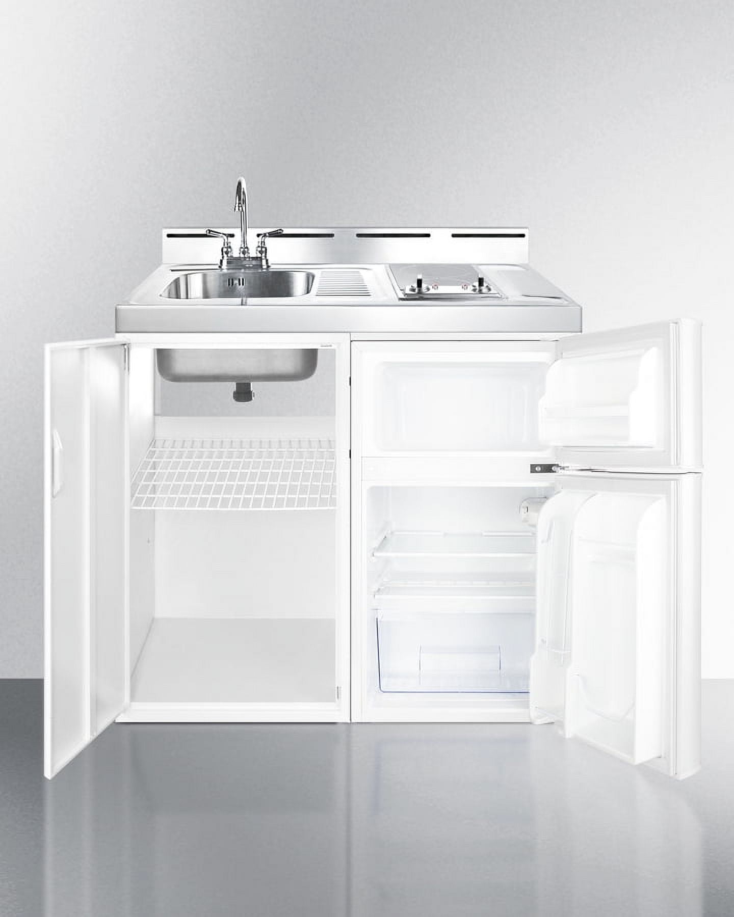39" Wide All-In-One Kitchenette, White, Glass Burners