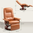 thumbnail image 3 of HOMCOM Faux Leather Manual Recliner with Swivel Wood Base, Light Brown, 3 of 8