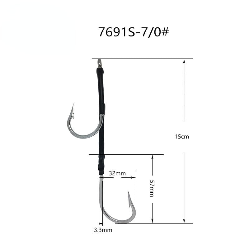 5PCS Double Hook Rig for Trolling and Chunking Saltwater Double Trolling Hooks