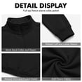 thumbnail image 6 of zip up jacket for men Mock Neck Track Jacket Lightweight Fleece Full Zip No Hood Athletic Casual Long Sleeve Sweatshirt with Pocket Black, 6 of 6