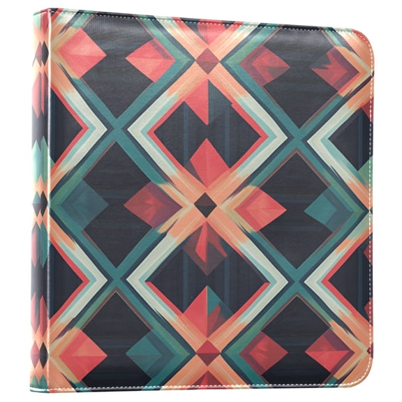 FORMRS 3 Ring Photo Album 4"x6" Self Adhesive Large Capacity PU Leather Cover, Green Abstract