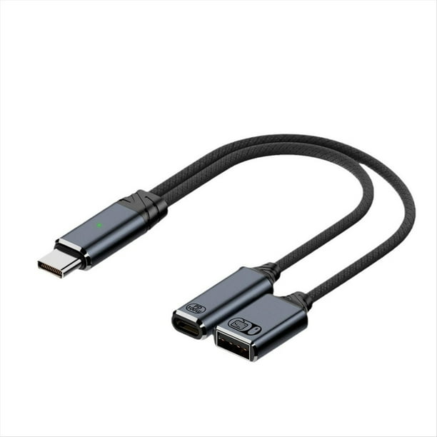 Cable Adaptador USB C OTG para Teléfono 2 en 1, Tipo C A USB A con Puerto de Carga PD para Smartphone, Portátil, Tableta, Color Gris.