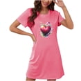 thumbnail image 1 of Camisón corto de talla grande para mujer, camisón de manga corta con estampado de pecho a la moda, camisón para mujer, 1 of 2