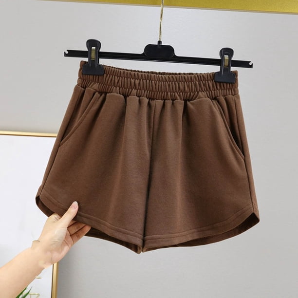 Puntoco Pantalones cortos deportivos para mujer, de moda, estampados, de color sólido, finos y holgados, para correr y hacer ejercicio, se pueden usar externamente, de cintura alta y pierna ancha