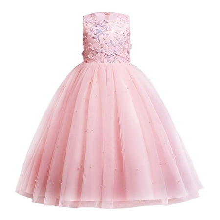 

Girls Maxi Tulle Dress Sequins Embroidery Flower Long A Line Pageant Dress Floor Length Princess Prom Gowns with Sash