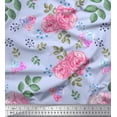 thumbnail image 1 of Soimoi Rayon Crepe Fabric Berries,Leaves & Pink Flower Printed Fabric 1 Yard 46 Inch Wide, 1 of 1