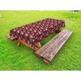 thumbnail image 1 of Rose Outdoor Tablecloth, Graphic Skulls and Red Rose Blossoms Halloween Inspired Retro Gothic Pattern, Decorative Washable Fabric Picnic Tablecloth, 58 X 104 Inches, Vermilion Tan Green, by Ambesonne, 1 of 2