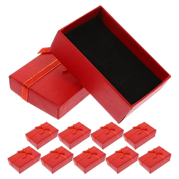 Masteelf  10 Pcs Cardboard Earring Boxes Small Christmas Gift Ribbons Red