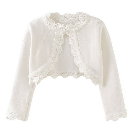 

Ixbnca Girls Open Front Bolero Cardigan Shrug Kids Long Sleeve Cropped Elegant Knit Cover up Sweater