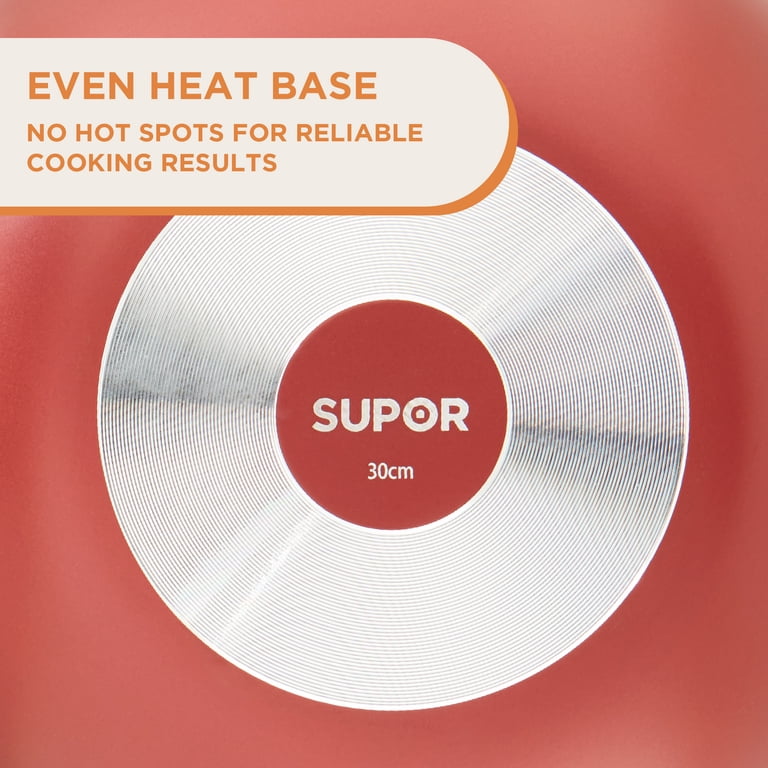 Supor 12-Inch Nonstick Aluminum Wok with Glass Lid photo 3