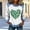 A642 White, variant on St. Patrick's Day Sweatshirt for Women Multi-Shamrock Heart Graphic Crewneck Long Sleeve Faux Denim Detail Relaxed Fit Festive Holiday Clothes