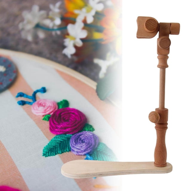 kurtrusly Wooden Embroidery Stand DIY Cross Stitch Frame Rack Embroidery Hoop Desktop for Sewing Handwork Upgrade Style