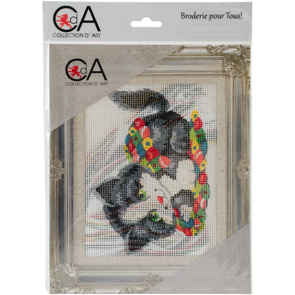 Collection D'Art Stamped Needlepoint Kit 20X25cmPatchwork Kitten