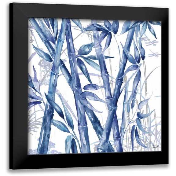 Tre Sorelle Studios 12x12 Black Modern Framed Museum Art Print Titled - Indigo Asian Bamboo II
